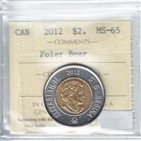 2012 Old Generation Canada Two Dollar ICCS Certified MS-65