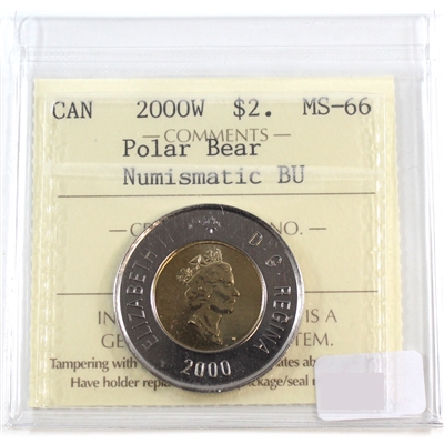 2000W Polar Bear Canada Two Dollar ICCS MS-66 NBU