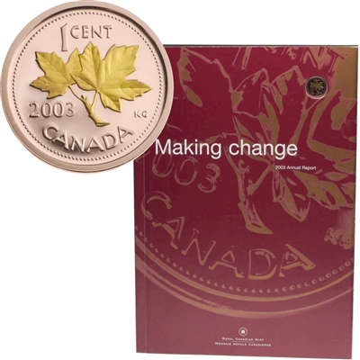 2003 Royal Canadian Mint's Annual Report with Gold Plated 1 Cent