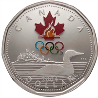 2004 Canada Proof Sterling Silver Coloured Lucky Loon Dollar.