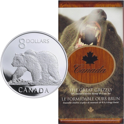 2004 Canada The Great Grizzly Bear $8 Coin and Stamp Set (No Tax)