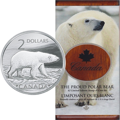 2004 Canada Proud Polar Bear $2 Coin and Stamp Set (scuffed sleeve)