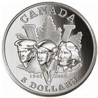 2005 Canada $5 End of WWII 60th Anniversary Fine Silver (No Tax)