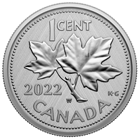 2022 Canada 1-cent Farewell to the Penny with W Mint Mark Fine Silver (No Tax)
