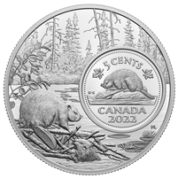 2022 Canada 5-cents The Bigger Picture: Beaver 5oz Fine Silver (No Tax)