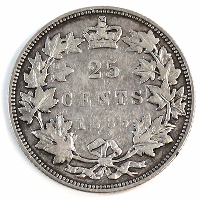 1885 Curved Top 5 Canada 25-cents F-VF (F-15) $