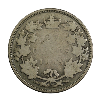 1885 Curved Top 5 Canada 25-cents Very Good (VG-8) $