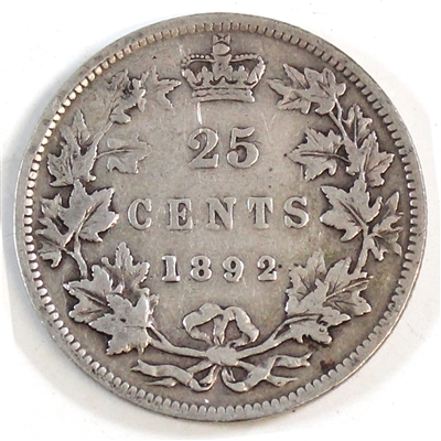 1892 Canada 25-cents F-VF (F-15) $