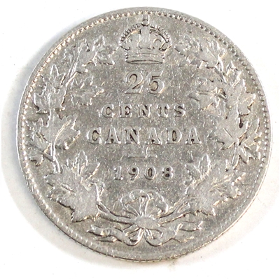 1908 Canada 25-cents VG-F (VG-10)