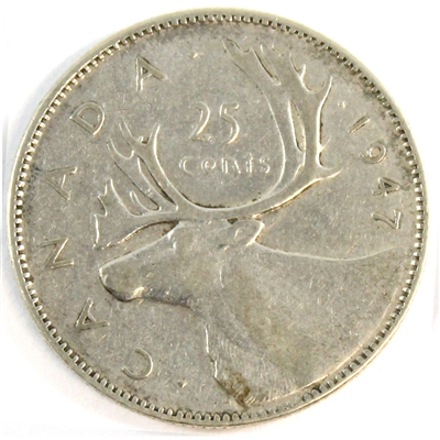 1947 Dot Canada 25-cents F-VF (F-15) $