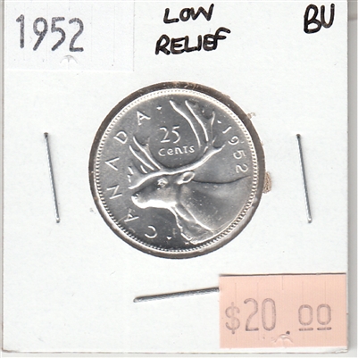 1952 Low Relief Canada 25-cents Brilliant Uncirculated (MS-63)