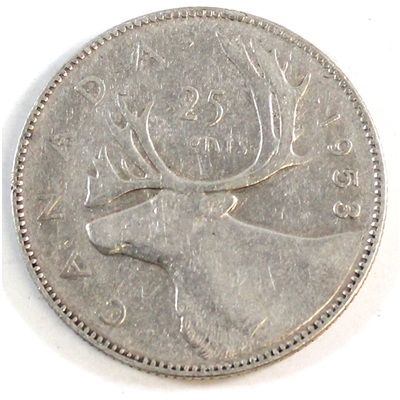 1953 Large Date NSS Canada 25-cents Circulated