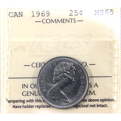 1969 Canada 25-cents ICCS Certified MS-65