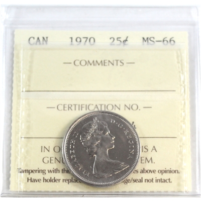 1970 Canada 25-cents ICCS Certified MS-66