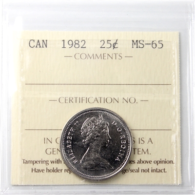 1982 Canada 25-cents ICCS Certified MS-65