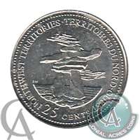 1992 Northwest Territories Canada 25-cents Brilliant UNC. (MS-63)