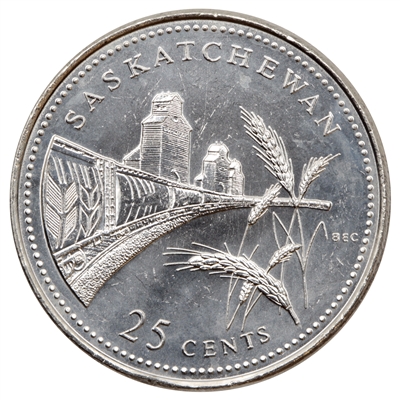 1992 Saskatchewan Canada 25-cents Brilliant Uncirculated (MS-63)