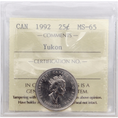 1992 Yukon Canada 25-cents ICCS Certified MS-65