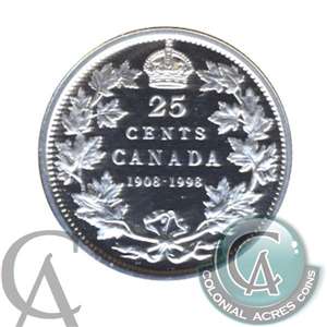 1998 (1908-1998) Commemorative Canada 25-cents Proof