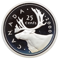 2000 Caribou Canada 25-cents Silver Proof