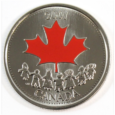 2001P Coloured Canada Day 25-cents Proof Like_