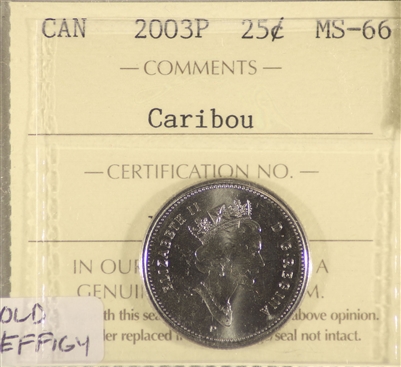 2003P Old Effigy Caribou Canada 25-cents ICCS Certified MS-66