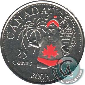 2005P Coloured Canada Day 25-cents Proof Like