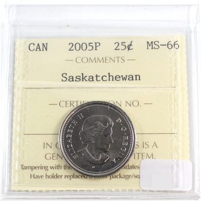 2005P Saskatchewan Canada 25-cents ICCS Certified MS-66