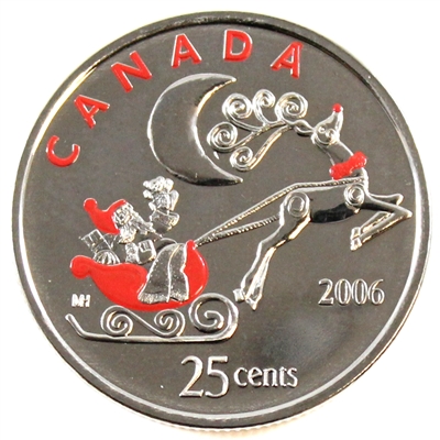 2006P Coloured Christmas Canada 25-cents Proof Like