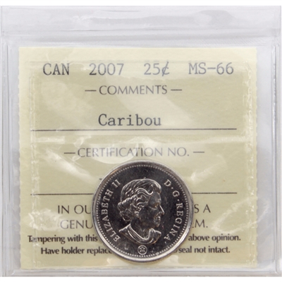 2007 Caribou Canada 25-cents ICCS Certified MS-66