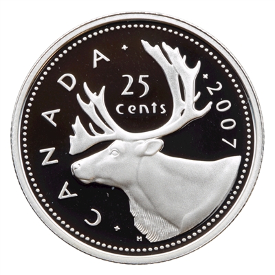 2007 Caribou Canada 25-cents Silver Proof