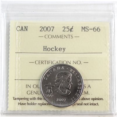 2007 Hockey Canada 25-cents ICCS Certified MS-66