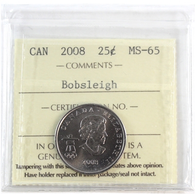 2008 Bobsleigh Canada 25-cents ICCS Certified MS-65