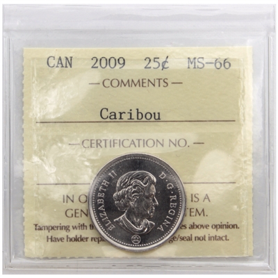 2009 Caribou Canada 25-cents ICCS Certified MS-66