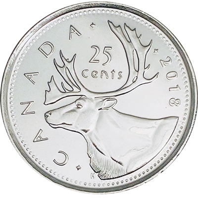 2018 Caribou Canada 25-cents Brilliant Uncirculated (MS-63)