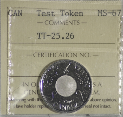 (2006) Canada 25-cents Test Token TT-25.26 ICCS Certified MS-67