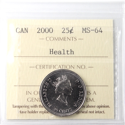 2000 Health Canada 25-cents ICCS Certified MS-64