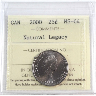 2000 Natural Legacy Canada 25-cents ICCS Certified MS-64