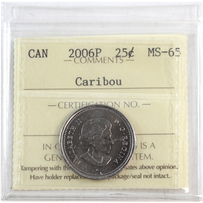 2006P Caribou Canada 25-cents ICCS Certified MS-65