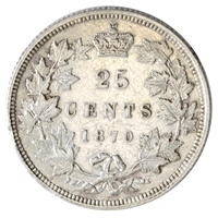 1870 Obv. 1 Canada 25-cents Extra Fine (EF-40) $