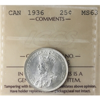 1936 Canada 25-cents ICCS Certified MS-63 (XZD 206)