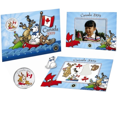 2009 Canada Day Coloured 25 Cents & Magnet Set