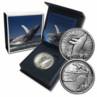 Monarch Humpback Whale Antique Finish High Relief 1oz Fine Silver (No Tax)