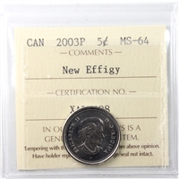 2003P New Effigy Canada 5-cents ICCS Certified MS-64