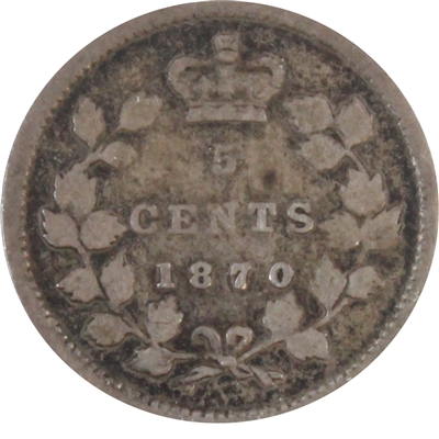 1870 Narrow Rim Canada 5-cents VG-F (VG-10)
