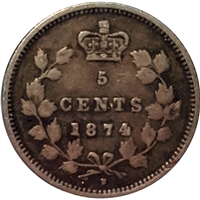1874H Crosslet 4 Canada 5-cents F-VF (F-15) $