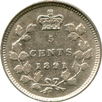 1891 Obv. 2 Canada 5-cents EF-AU (EF-45) $