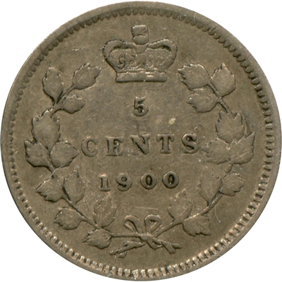 1900 Round 0's Canada 5-cents Very Fine (VF-20) $