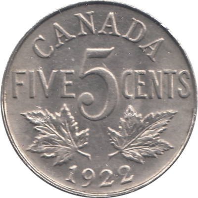 1922 Far Rim Canada 5-cents AU-UNC (AU-55) $