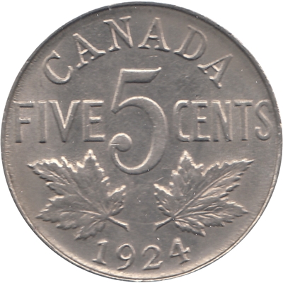 1924 Canada 5-cents AU-UNC (AU-55) $